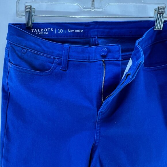 Talbots Flawless Slim Ankle Jeans Womens 10 Mid Rise Stretch Denim Zip Fly Blue - Picture 11 of 13
